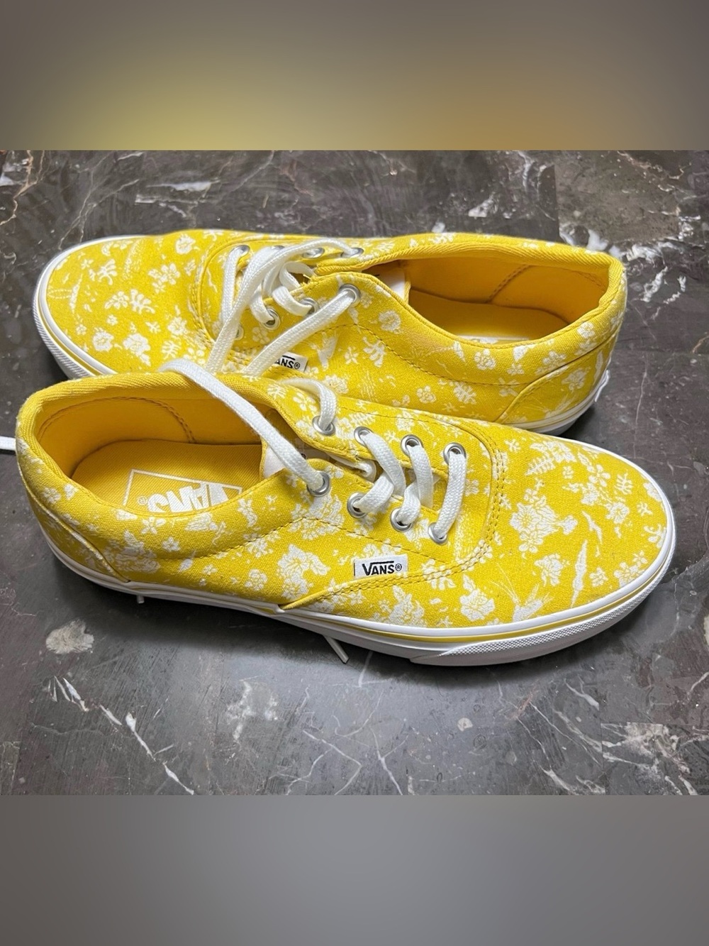 VANS Doheny Tropics Women's Size 8 Yellow Floral Canvas Skate Sneakers Shoes